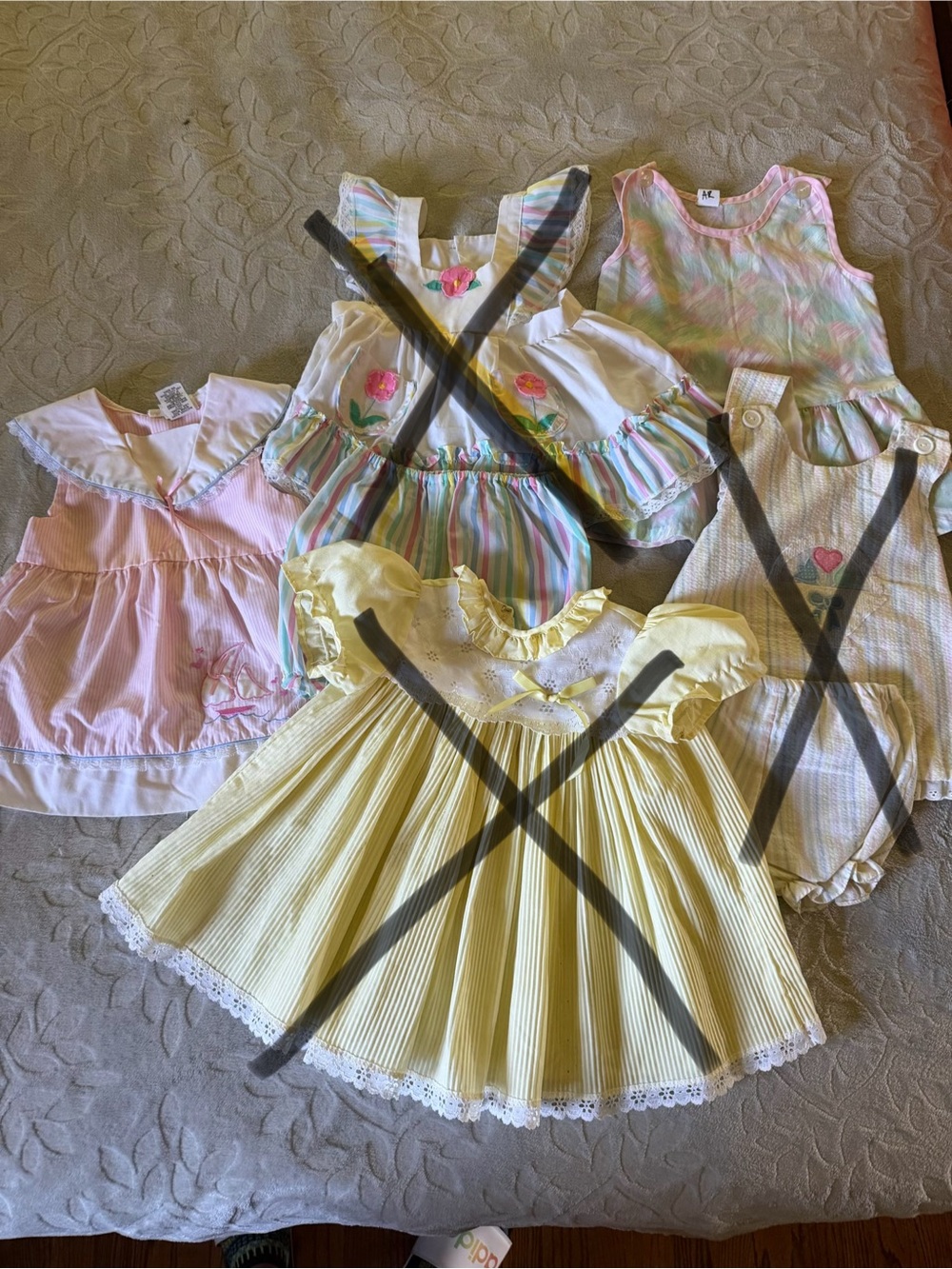 Large Vintage Pastel Baby Dress Bundle -Multicolor.